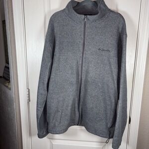 Columbia Zip Up Men's 3XL Fleece Jacket‎ High Collar Bottom Tie EUC Outdoor